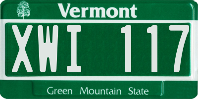 VT license plate XWI117