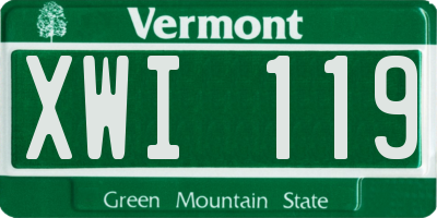 VT license plate XWI119