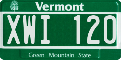 VT license plate XWI120