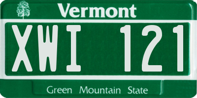VT license plate XWI121