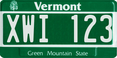 VT license plate XWI123