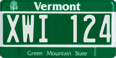 VT license plate XWI124