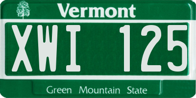 VT license plate XWI125