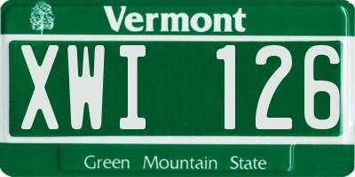 VT license plate XWI126