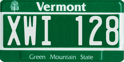 VT license plate XWI128