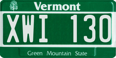 VT license plate XWI130