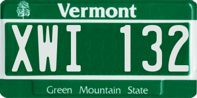 VT license plate XWI132