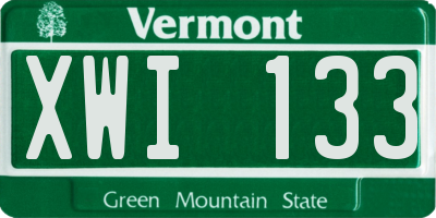 VT license plate XWI133