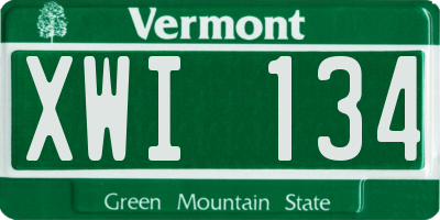 VT license plate XWI134