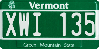 VT license plate XWI135