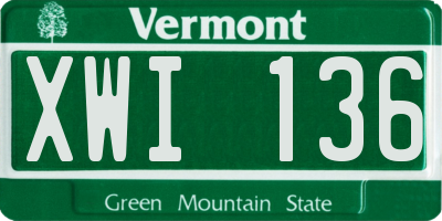 VT license plate XWI136