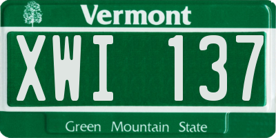 VT license plate XWI137