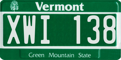 VT license plate XWI138