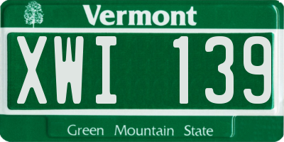 VT license plate XWI139