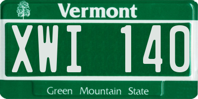 VT license plate XWI140