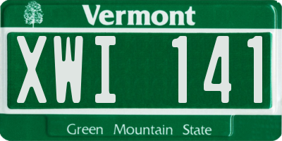 VT license plate XWI141