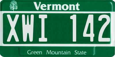 VT license plate XWI142