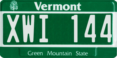 VT license plate XWI144