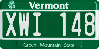 VT license plate XWI148