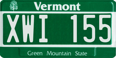 VT license plate XWI155