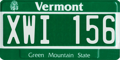 VT license plate XWI156
