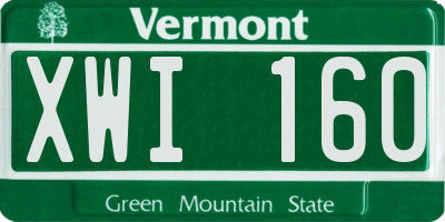 VT license plate XWI160