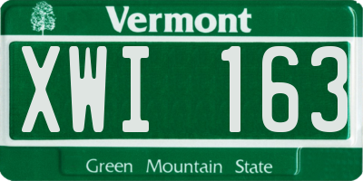 VT license plate XWI163