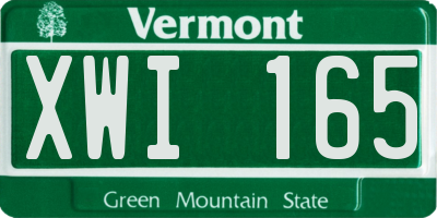 VT license plate XWI165