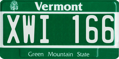 VT license plate XWI166