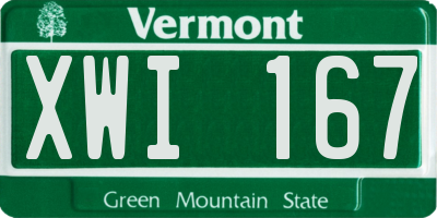VT license plate XWI167