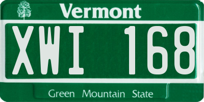 VT license plate XWI168