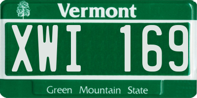 VT license plate XWI169