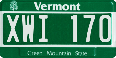 VT license plate XWI170