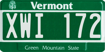 VT license plate XWI172