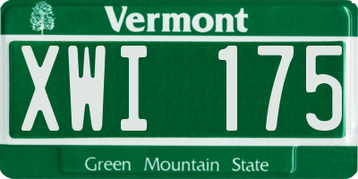 VT license plate XWI175