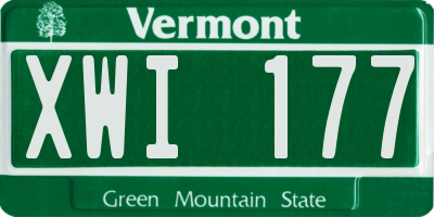 VT license plate XWI177