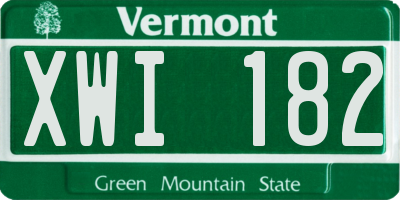 VT license plate XWI182