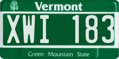 VT license plate XWI183
