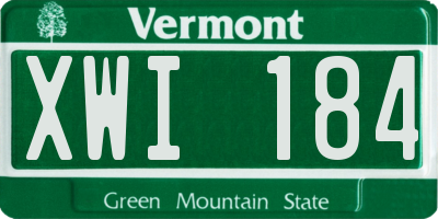VT license plate XWI184