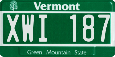 VT license plate XWI187