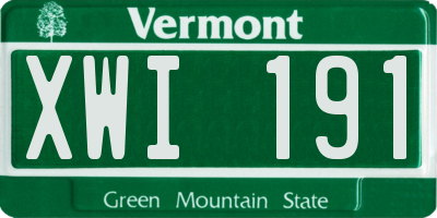 VT license plate XWI191