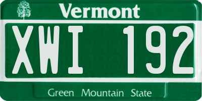 VT license plate XWI192