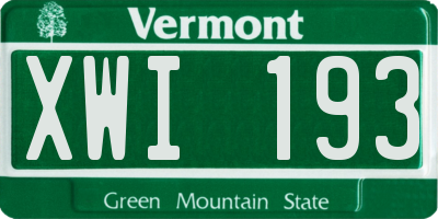 VT license plate XWI193