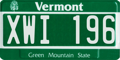 VT license plate XWI196