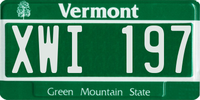 VT license plate XWI197