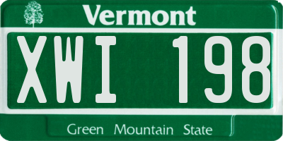 VT license plate XWI198