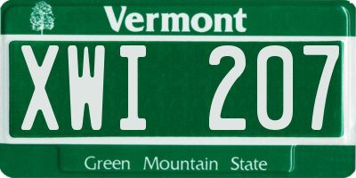 VT license plate XWI207
