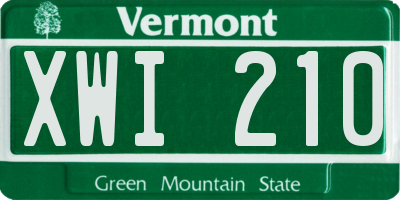 VT license plate XWI210