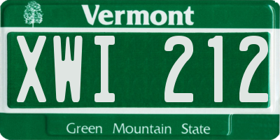 VT license plate XWI212