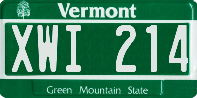 VT license plate XWI214